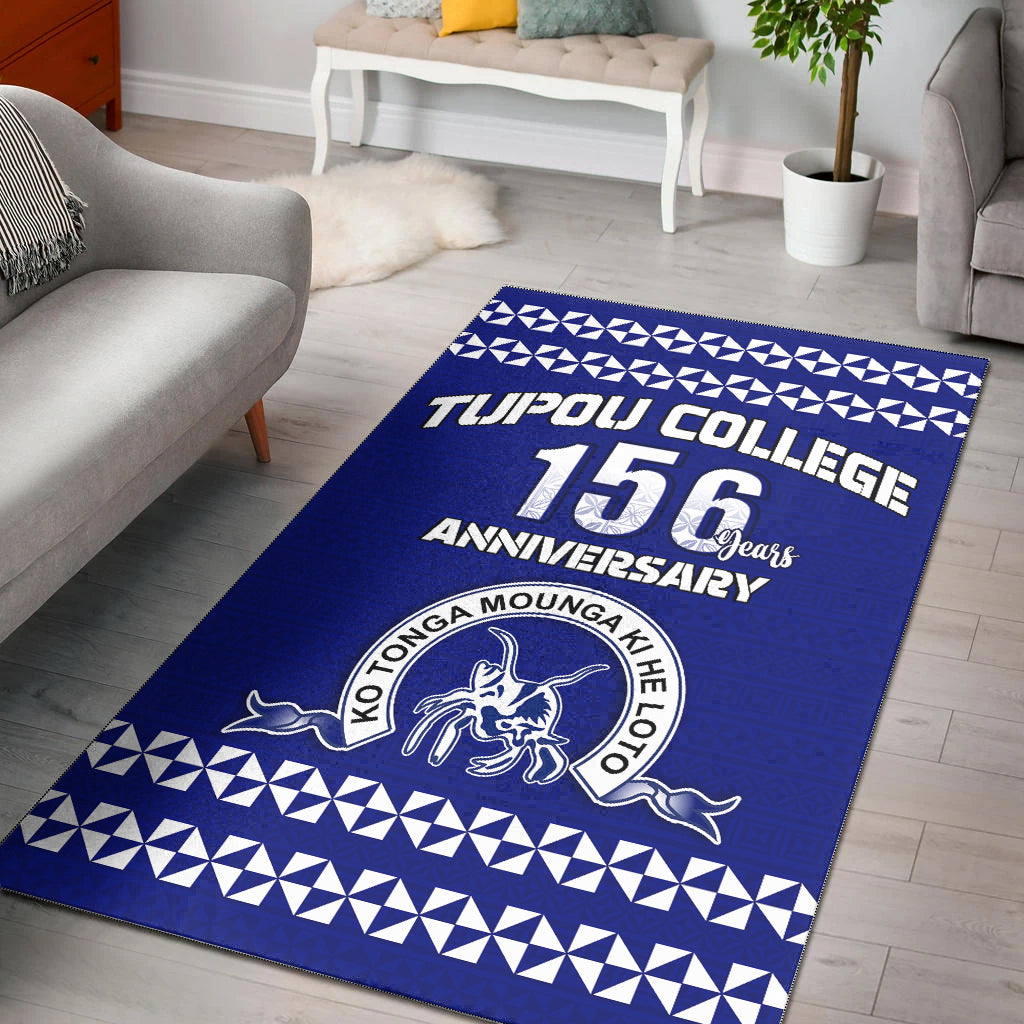 Tonga Tupou College Toloa Area Rug 156 Years Anniversary Tongan Ngatu LT13 Blue - Polynesian Pride