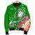 Fiji Custom Personalised Men's Bomber Jacket - Turtle Plumeria (Green) - Polynesian Pride