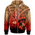 Tonga Polynesian Custom Zip Hoodie Plumeria Tattoo Tribal Unisex Red - Polynesian Pride