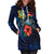 Tuvalu Polynesian Hoodie Dress - Blue Turtle Hibiscus - Polynesian Pride