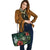 New Caledonia Polynesian Leather Tote Bag - Green Turtle Hibiscus - Polynesian Pride