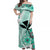 Hawaii Matching Dress and Hawaiian Shirt Kakau Tribal Turquoise Batik Floral Ver.02 LT13 - Polynesian Pride