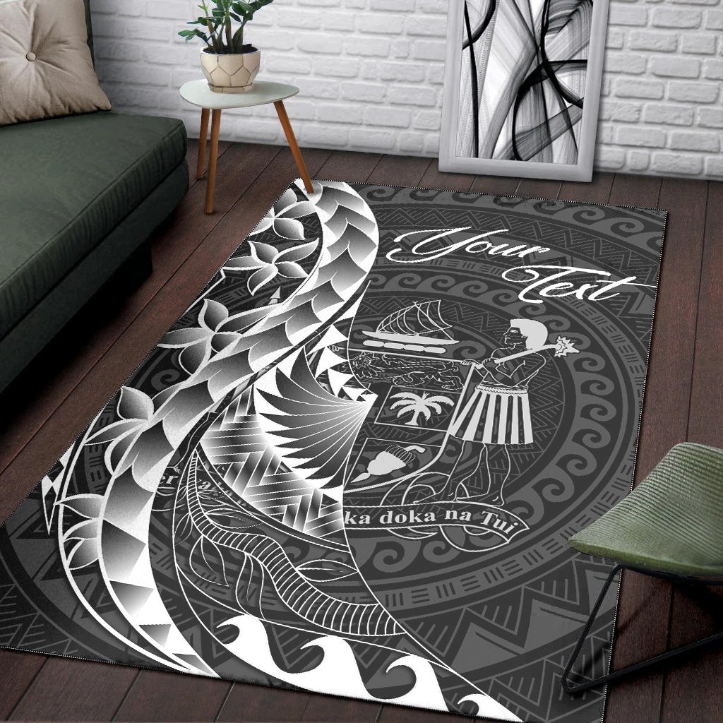 Fiji Area Rug - Custom Polynesian Pattern Style Black - Polynesian Pride