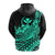 Hawaii Humpback Whale With Hibiscus Tribal Turquoise Hoodie LT12 - Polynesian Pride