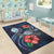 Guam Polynesian Area Rug - Blue Turtle Hibiscus - Polynesian Pride