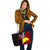 Palau Polynesian Leather Tote Bag - Coat Of Arm With Hibiscus - Polynesian Pride