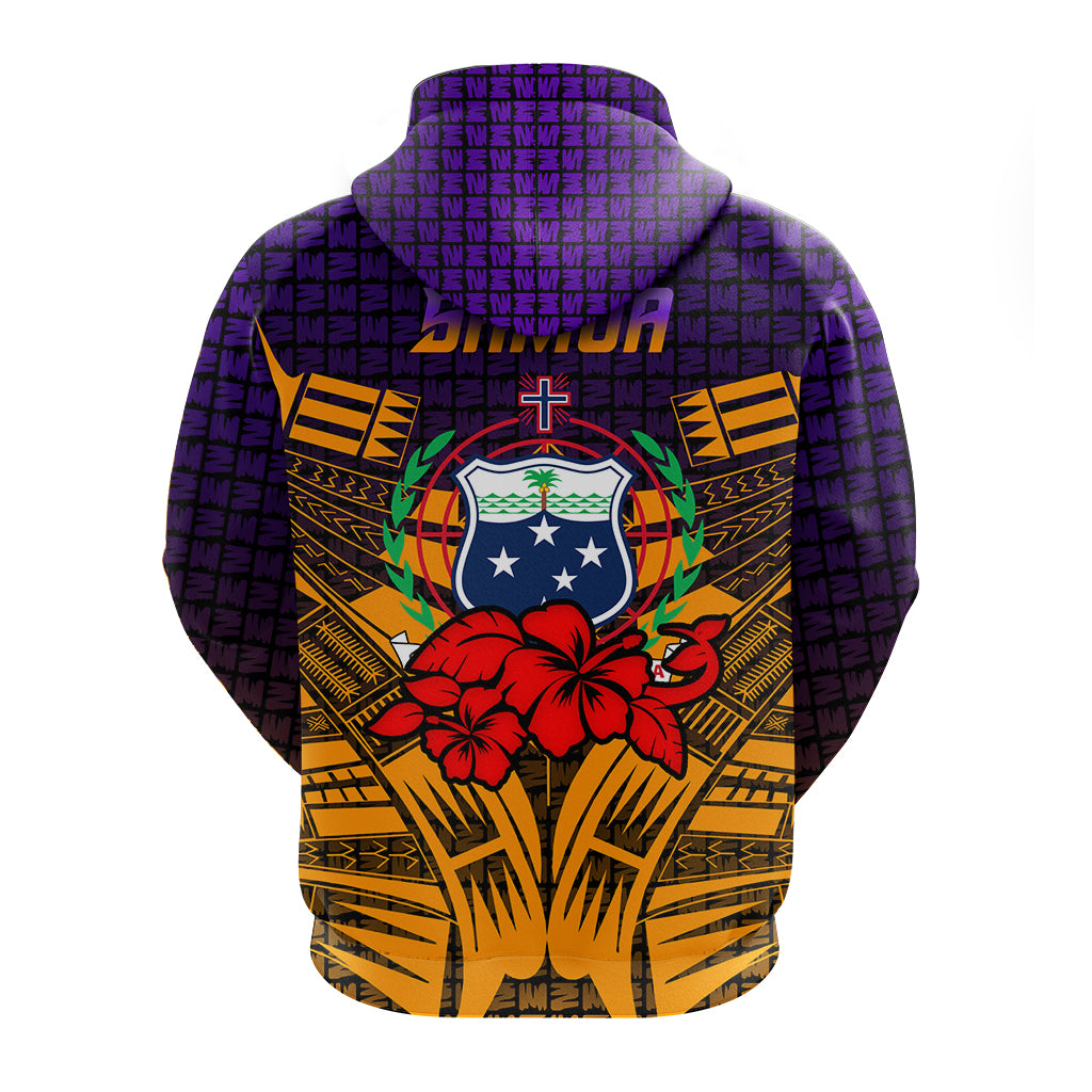Samoa Zip Hoodie Hibiscus With Tribal LT12 - Polynesian Pride