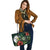 Niue Polynesian Leather Tote Bag - Green Turtle Hibiscus - Polynesian Pride