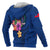 Samoa Polynesian Zip up Hoodie Floral With Seal Blue - Polynesian Pride