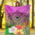 Fsm Polynesian Premium Blanket - Manta Ray Tropical Flowers - Polynesian Pride