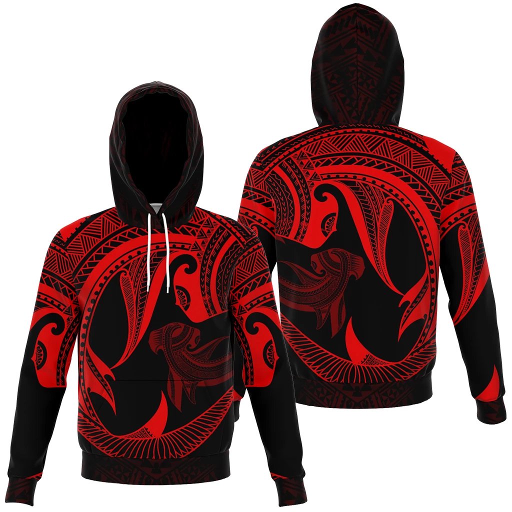 Hawaii Hoodie Polynesian Hammerhead Shark Red Unisex Red - Polynesian Pride