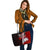 Marshall Islands Polynesian Leather Tote Bag - Coat Of Arm With Hibiscus - Polynesian Pride