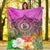 New Caledonia Polynesian Premium Blanket - Manta Ray Tropical Flowers - Polynesian Pride