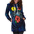 New Caledonia Polynesian Hoodie Dress - Blue Turtle Hibiscus - Polynesian Pride