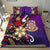 Tuvalu Polynesian Bedding Set - Tribal Flower With Special Turtles Purple Color - Polynesian Pride