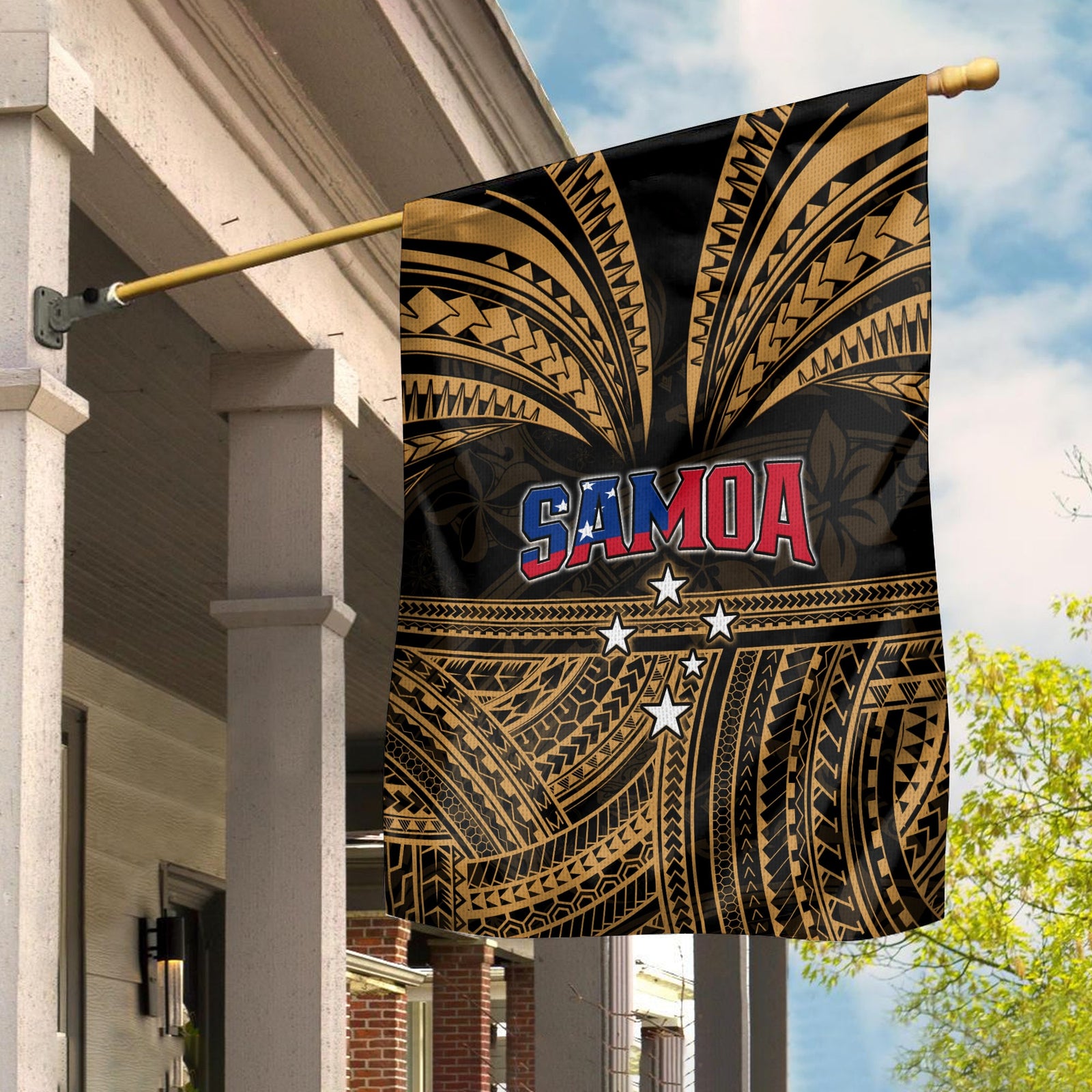 Samoa Tatau Flag Gold Polynesian Proud Samoan LT13 House Flag - Polynesian Pride