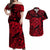 Hawaii Turtle Polynesian Matching Dress and Hawaiian Shirt Matching Couples Outfit Plumeria Flower Unique Style Red LT8 Red - Polynesian Pride
