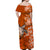 (Custom Personalised) Hawaii Off Shoulder Long Dress Polynesia Orange Sea Turtle Honu and Hibiscus LT13 - Polynesian Pride