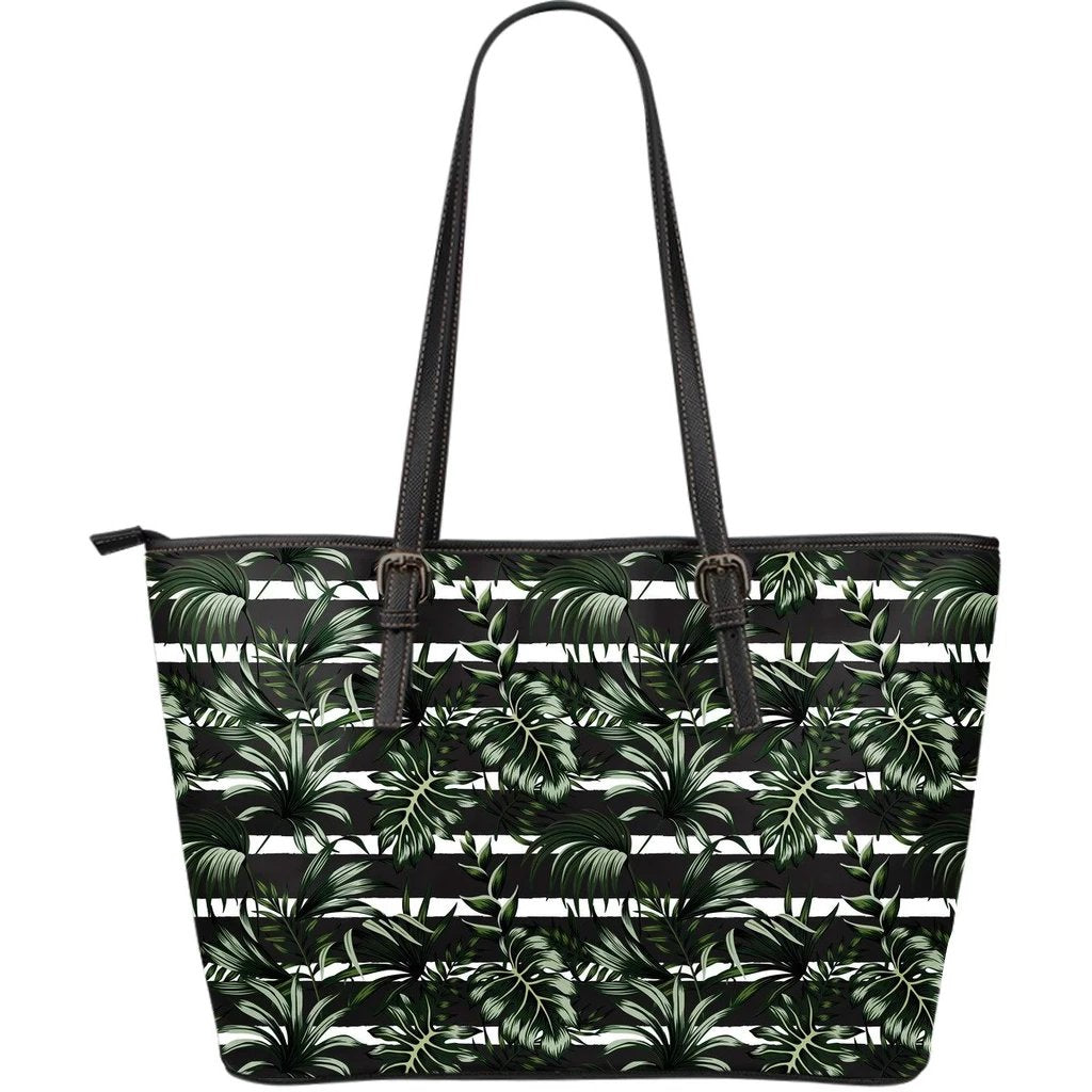 Hawaii Tropical Line Patttern Large Leather Tote Black - Polynesian Pride