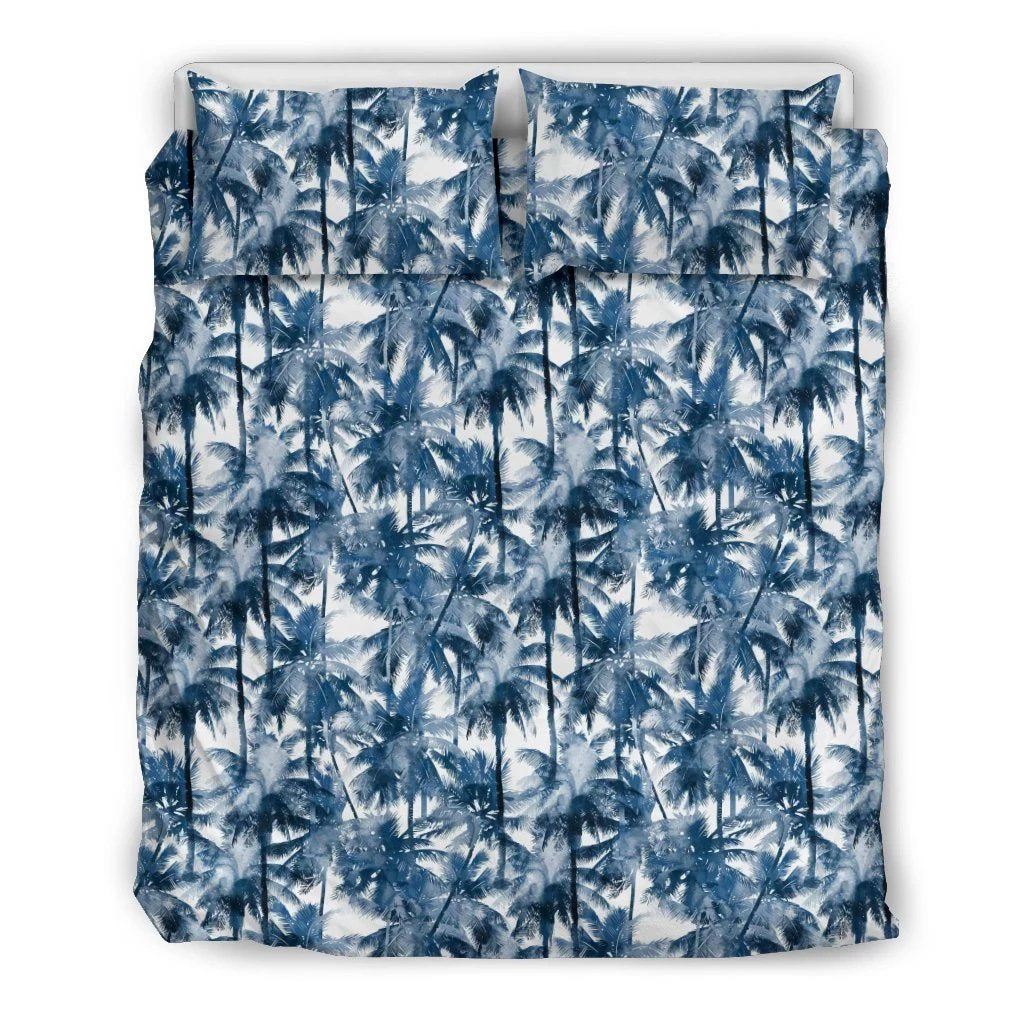 Hawaiian Palm Trees And Tropical Branches Polynesian Bedding Set Black - Polynesian Pride