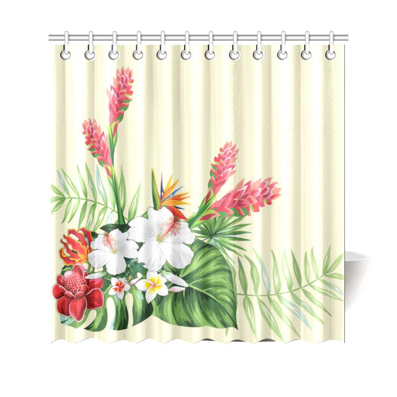 Wonderful Hibiscus Flower Shower Curtain 177 x 172 (cm) Yellow - Polynesian Pride