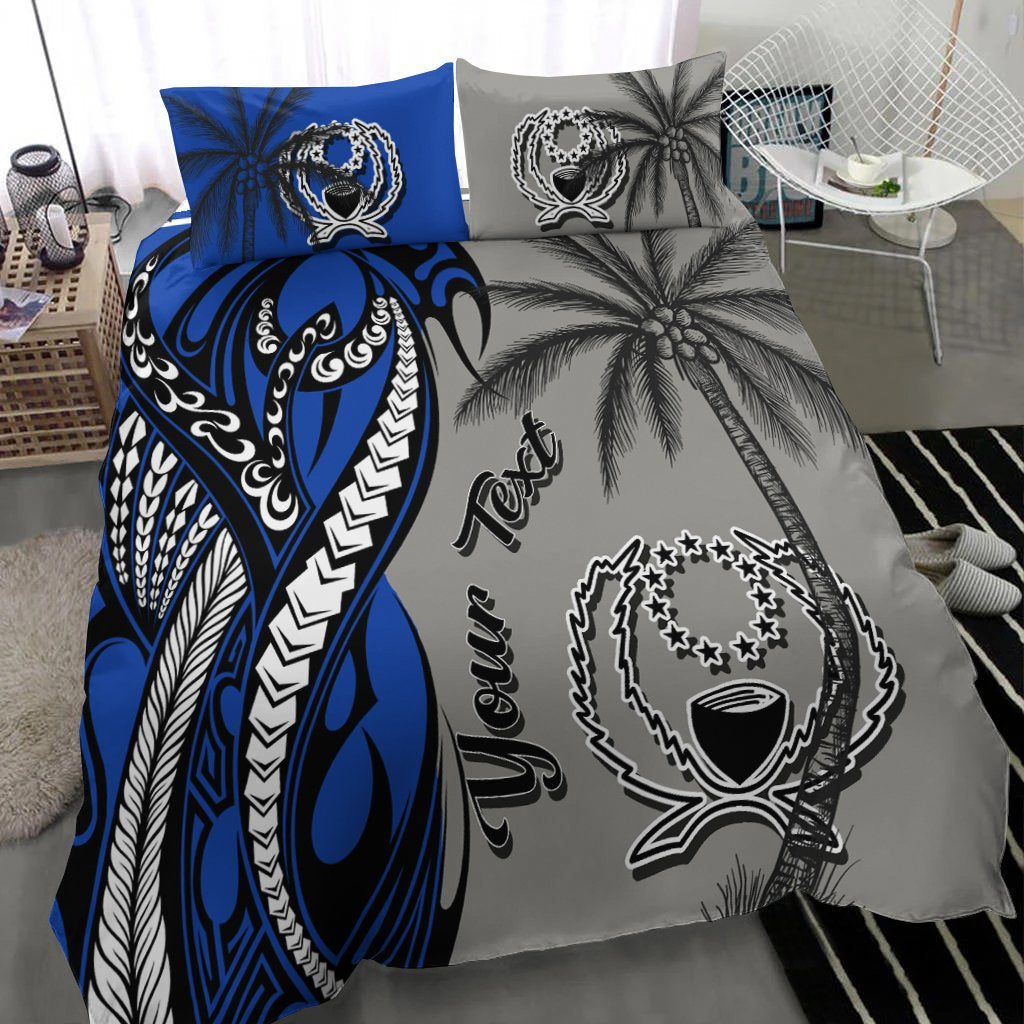 Pohnpei Custom Personalized Bedding Set - Classical Coconut Tree Gray - Polynesian Pride