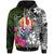 Tahiti Custom Zip up Hoodie Turtle Plumeria Banana Leaf Unisex Black - Polynesian Pride