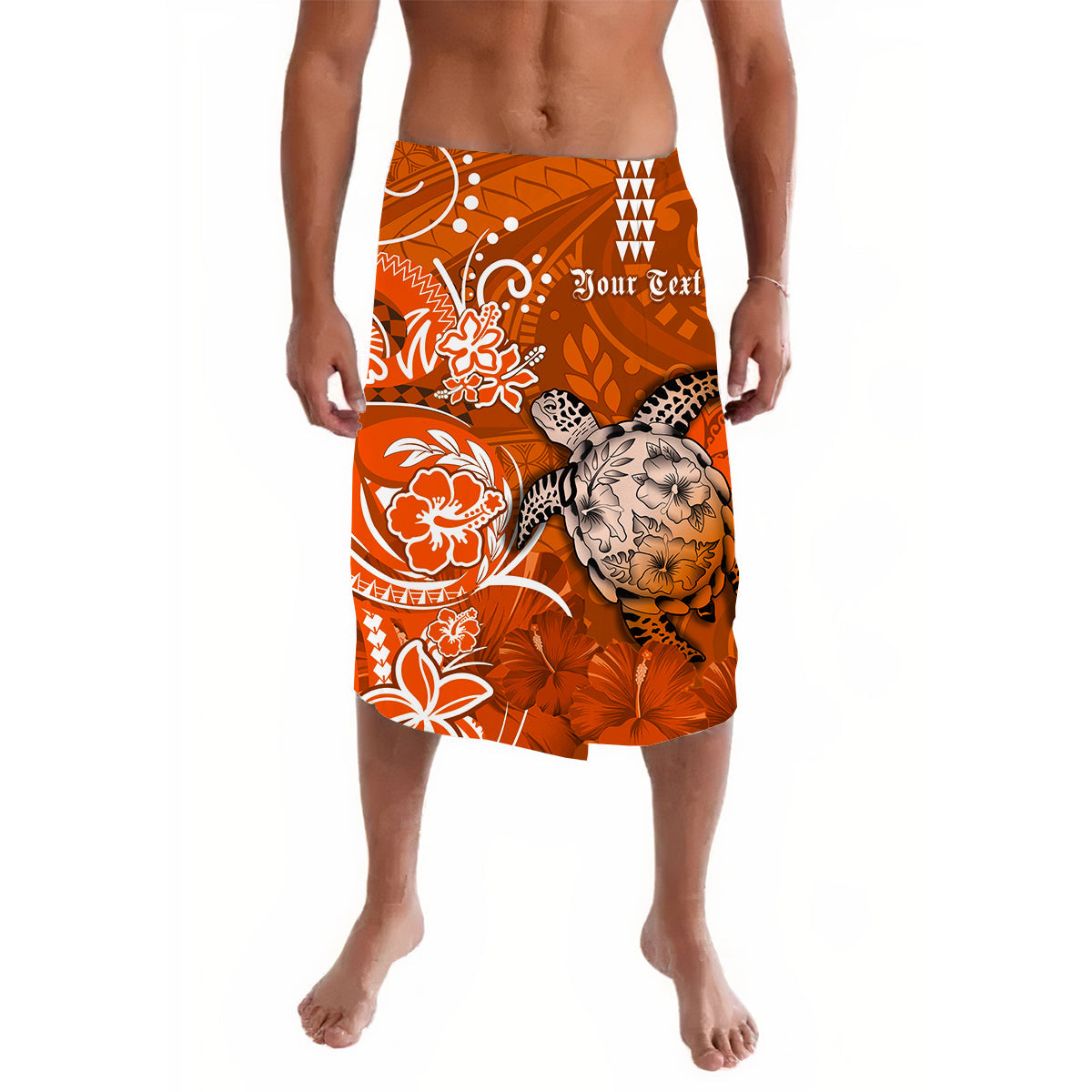 Custom Hawaii Lavalava Polynesian Orange Sea Turtle Honu and Map LT13 Orange - Polynesian Pride