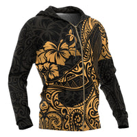Polynesian Hawaii Zip up Hoodie Polynesian Golden Humpback Whale - Polynesian Pride