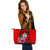 Guam Polynesian Custom Personalised Large Leather Tote - Floral With Seal Red Red - Polynesian Pride