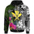 Hawaii Custom Zip up Hoodie Turtle Plumeria Banana Leaf Unisex Black - Polynesian Pride