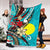 Palau Premium Blanket - Tribal Flower With Special Turtles Blue Color - Polynesian Pride