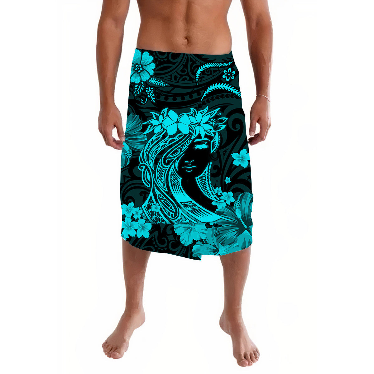 Hawaii Lavalava Polynesian Turquoise Attractive Hula Girl LT13 Turquoise - Polynesian Pride