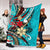 New Caledonia Premium Blanket - Tribal Flower With Special Turtles Blue Color - Polynesian Pride