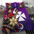 Wallis and Futuna Bedding Set - Tribal Flower With Special Turtles Purple Color - Polynesian Pride