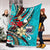 Samoa Premium Blanket - Tribal Flower With Special Turtles Blue Color - Polynesian Pride