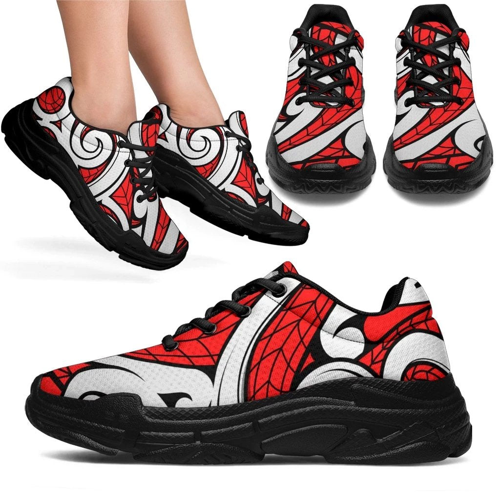 Polynesian Maori Ethnic Ornament Red Chunky Sneakers Kid - Polynesian Pride