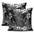 Pineapple Hibiscus Black And White Pillow Covers One Size Zippered Pillow Cases 18"x 18" (Twin Sides) (Set of 2) Black - Polynesian Pride