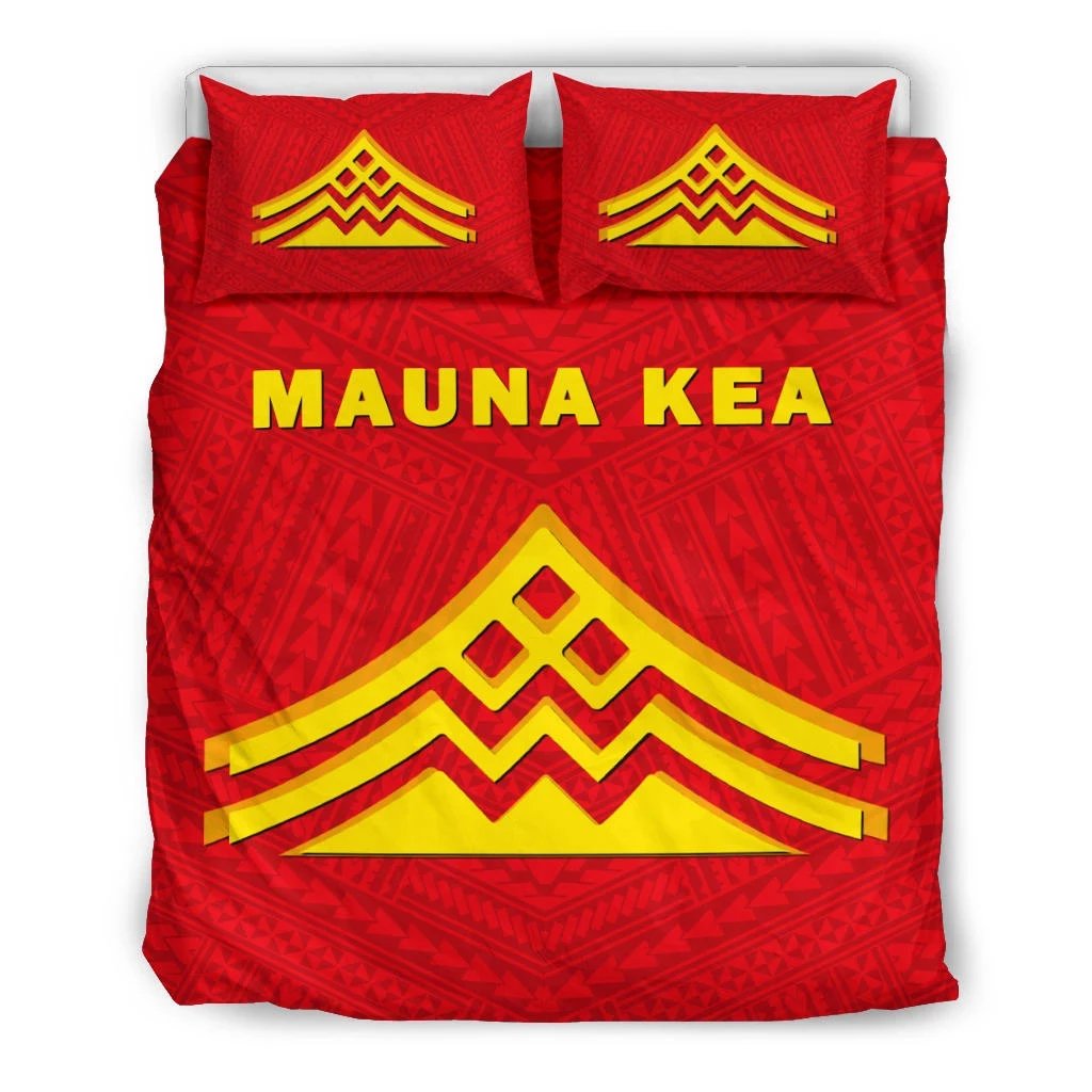 Hawaiian Mauna Kea Volcano Polynesian Bedding Set Red Red - Polynesian Pride