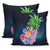 Pineapple Hibiscus Pattern Pillow Covers One Size Zippered Pillow Cases 18"x 18" (Twin Sides) (Set of 2) Black - Polynesian Pride