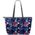 Hawaii Tropical Palm Tree And Flower Large Leather Tote Blue - Polynesian Pride