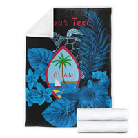 (Custom Personalised) Guam Seal Premium Blanket Polynesian Turtle with Flowers Version Blue LT13 - Polynesian Pride