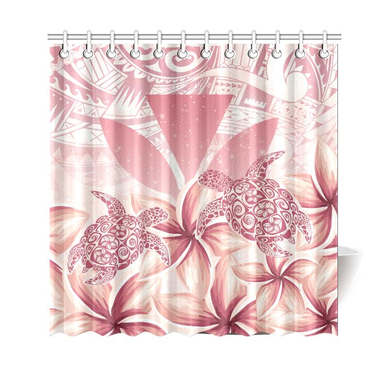 Hawaii Turtle Kanaka Plumeria Polynesian Pink Shower Curtain 177 x 172 (cm) Pink - Polynesian Pride