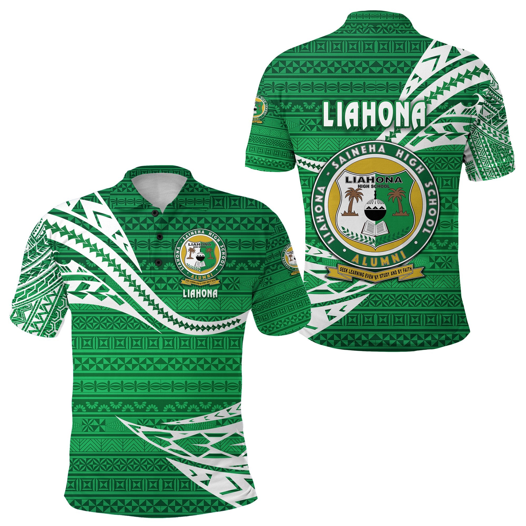 Liahona High School Polo Shirt Unique Version Green Unisex Green - Polynesian Pride