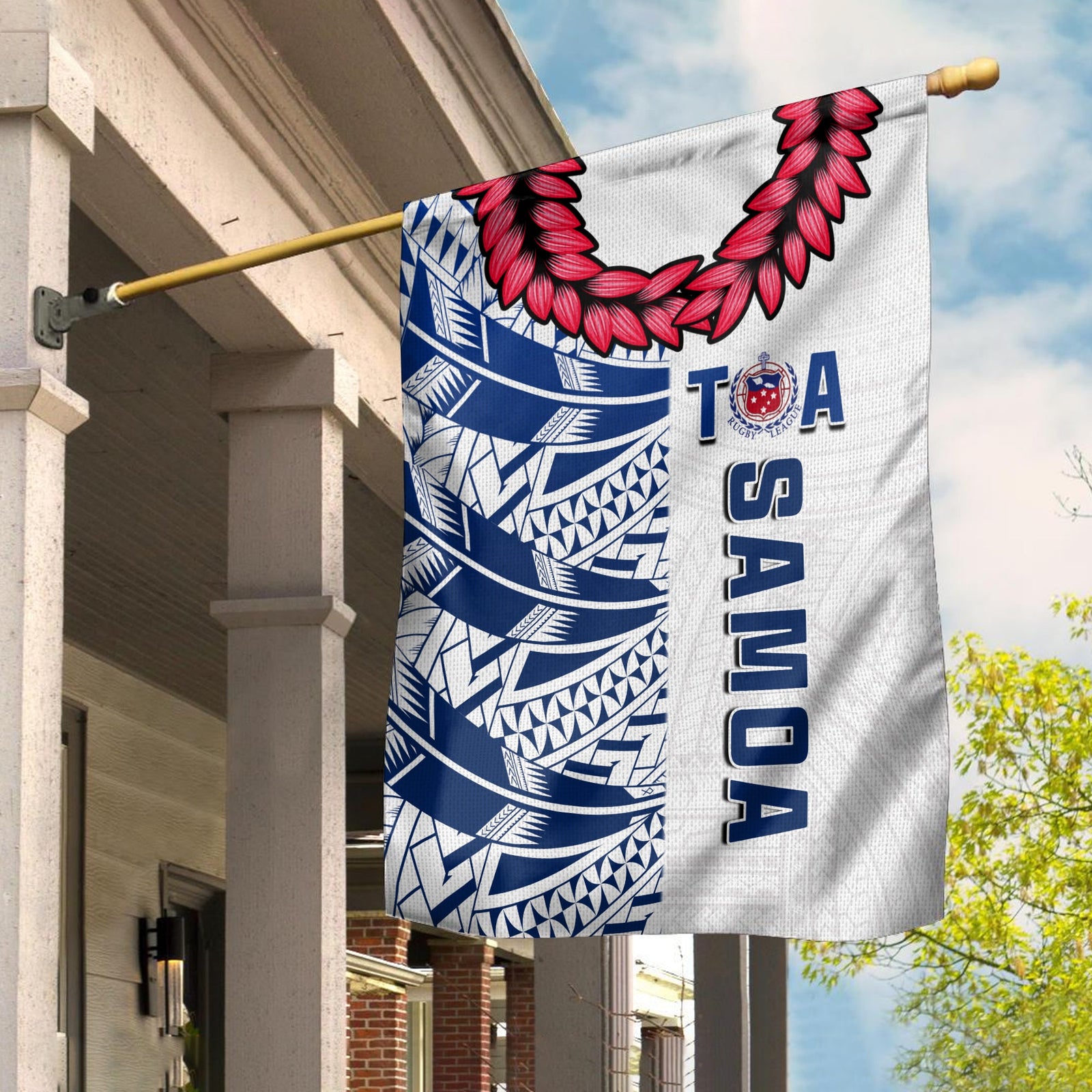 Toa Samoa Rugby Flag Siamupini Ula Fala White Ver.01 LT13 House Flag - Polynesian Pride