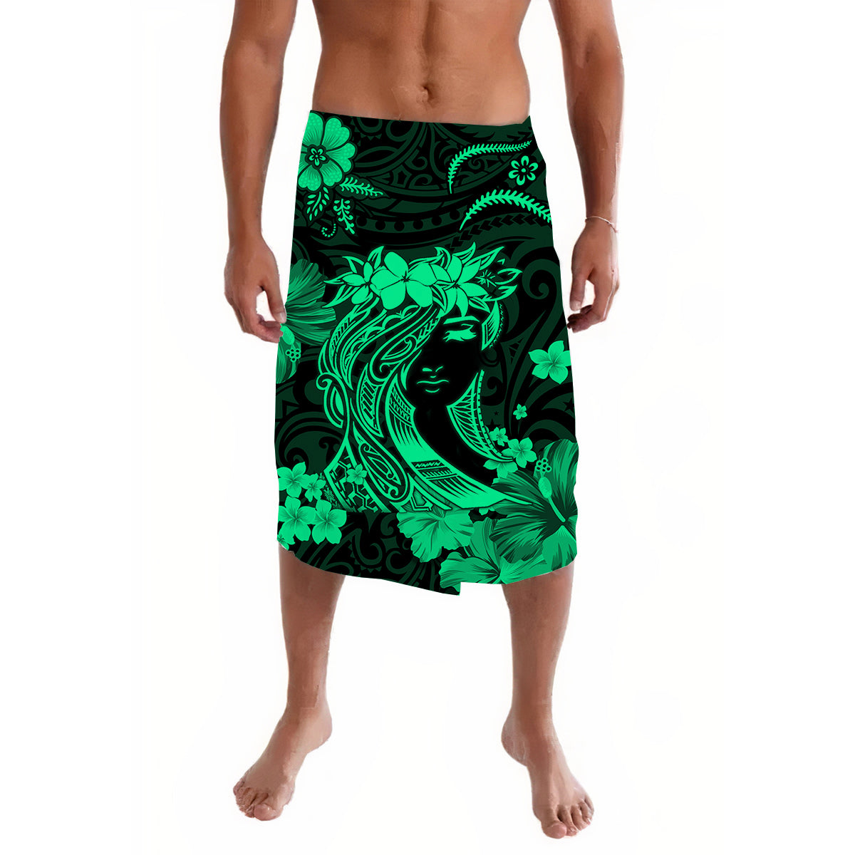 Hawaii Lavalava Polynesian Green Attractive Hula Girl LT13 Green - Polynesian Pride