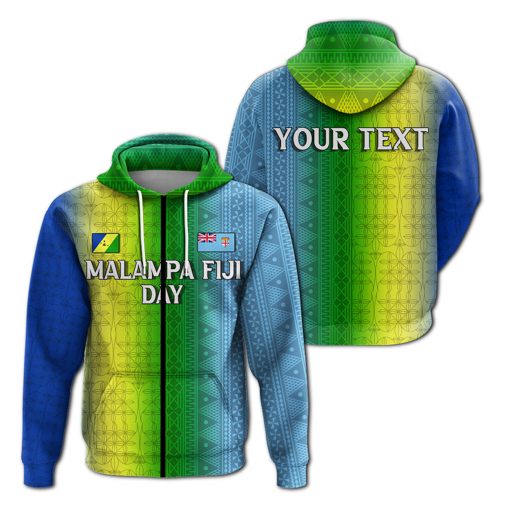 Custom Vanuatu Malampa Fiji Day Zip up Hoodie Flag Version LT12 Blue - Polynesian Pride