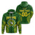 Custom Cook Islands Rugby Zip up Hoodie Tribal Pattern LT12 Unisex Green - Polynesian Pride