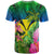 Hawaii T Shirt Green Blue Hibiscus Coconut - Polynesian Pride