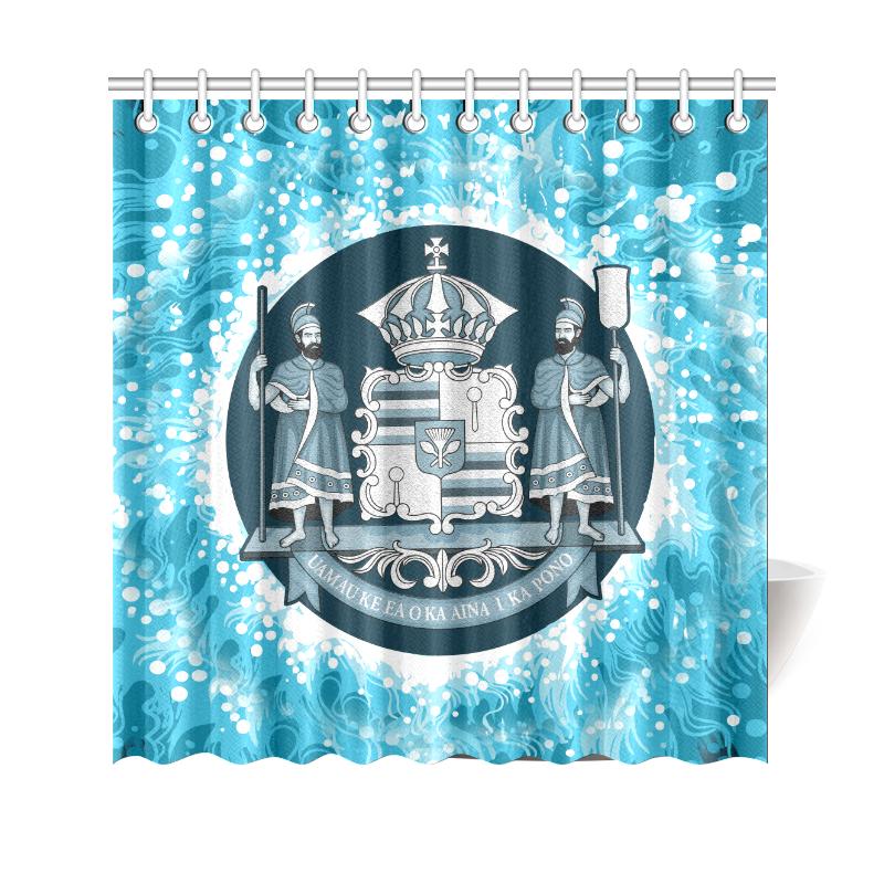 Hawaii Coat Of Arms Shower Curtain Discrete Style 177 x 172 (cm) Blue - Polynesian Pride